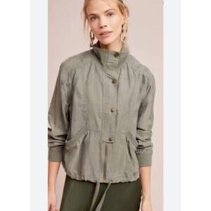 Marrakech ANTHROPOLOGIE Olive Green Lightweight Draped Jacket Full Zip Sz‎ Small